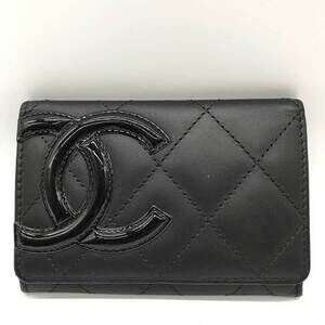 CHANEL Black Lambskin Leather Card Holder